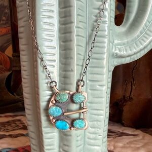 White Water Turquoise and sterling Silver 925 buckle Necklace
